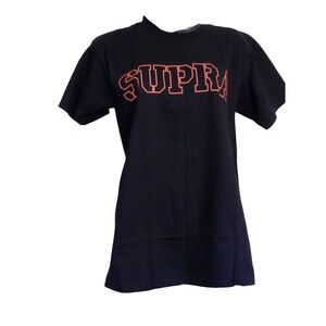 Supra Mark T-Shirt Mens Small Black Orange Graphic Logo ShortSleeve Crewneck Tee